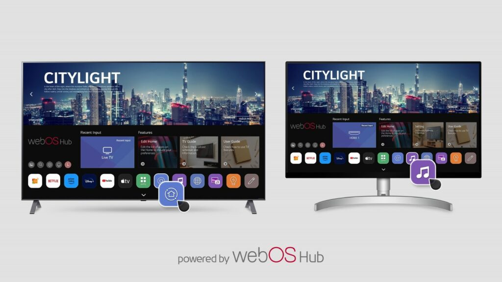 menu webOS hub 2.0s na tv i monitorze