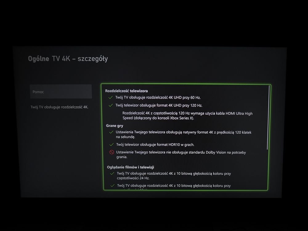 komunikat z konsoli Xbox Series X LG 50QNED813R