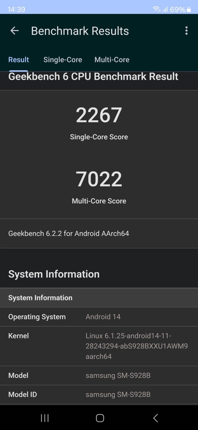 Geekbench Samsung Galaxy S24 Ultra