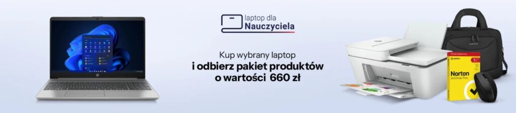x-kom promocja Kup wybrany laptop dla nauczyciela i odbierz pakiet produktów o wartości 660 zł