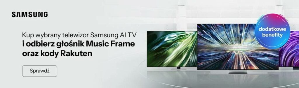 x-kom promocja Kup w przedsprzedaży telewizor Samsung i odbierz głośnik Music Frame i kody Rakuten