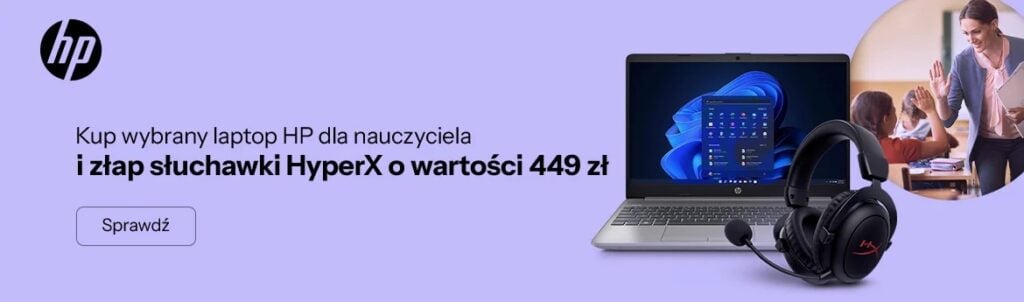 x-kom promocja Kup wybrany laptop HP dla nauczyciela i złap słuchawki HyperX o wartości 449 zł