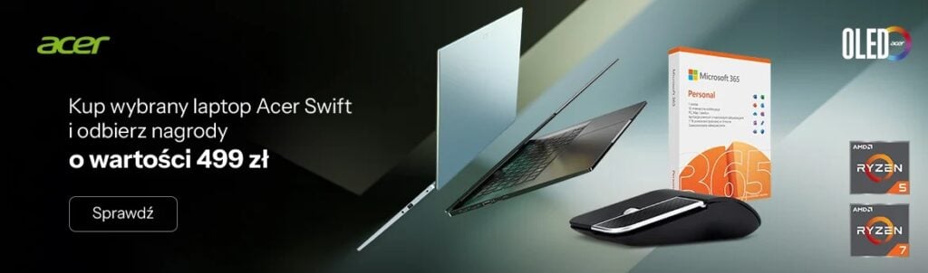 x-kom promocja Kup wybrany model laptopa Acer Swift i odbierz pakiet nagród