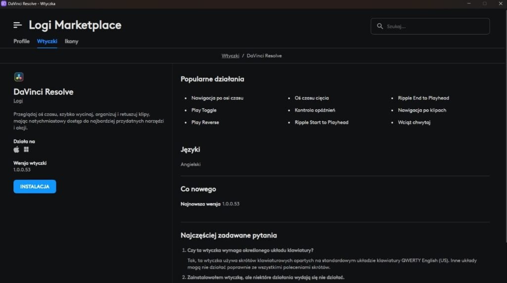 wtyczka da vinci resolve w logi options+